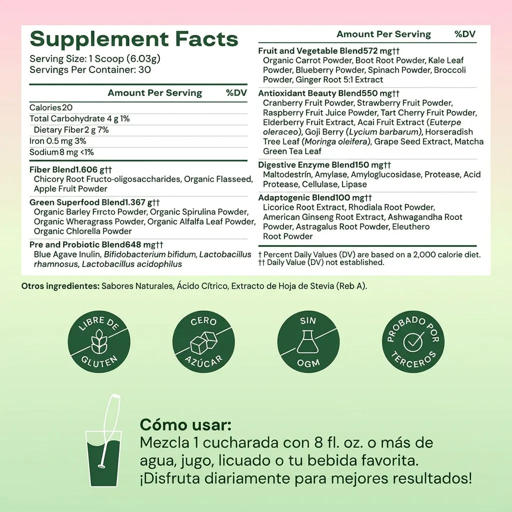 BLOOM NUTRIENTS™ Bebida con Probióticos, Fibra y Enzimas Digestivas