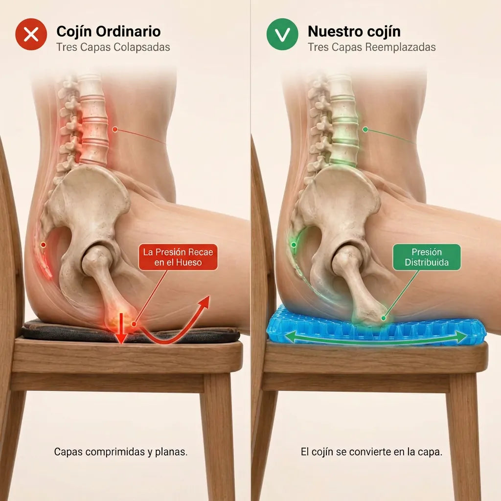 Cojín Ergonómico de Gel Flexible Tipo Panal