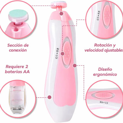 Lima eléctrica para uñas para bebé, cortauñas de seguridad 6 en 1