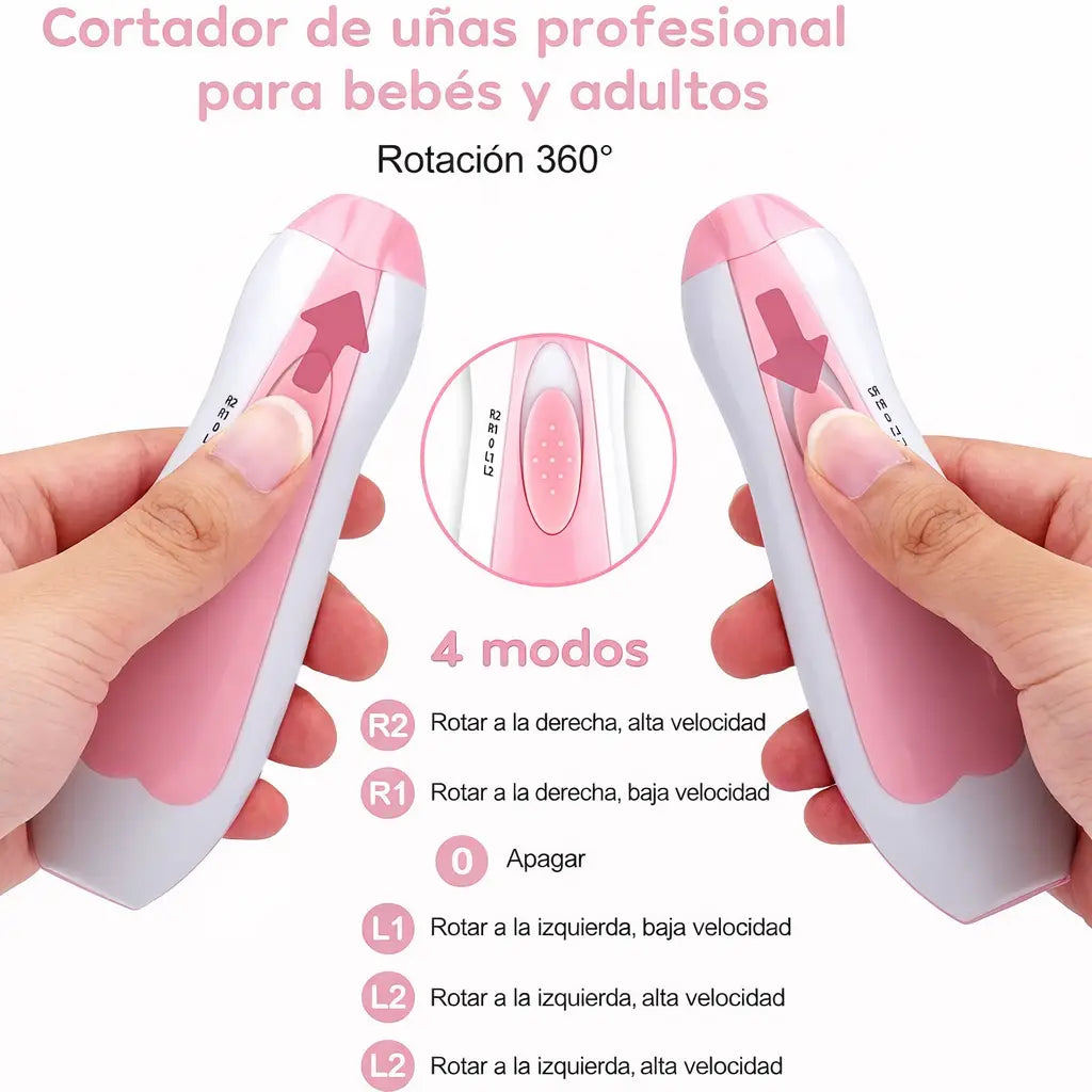 Lima eléctrica para uñas para bebé, cortauñas de seguridad 6 en 1