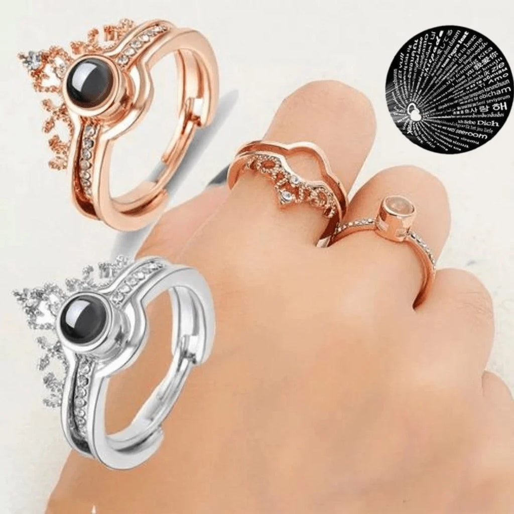 ANILLO PROYECTA FRASE TE AMO EN 100 IDIOMAS